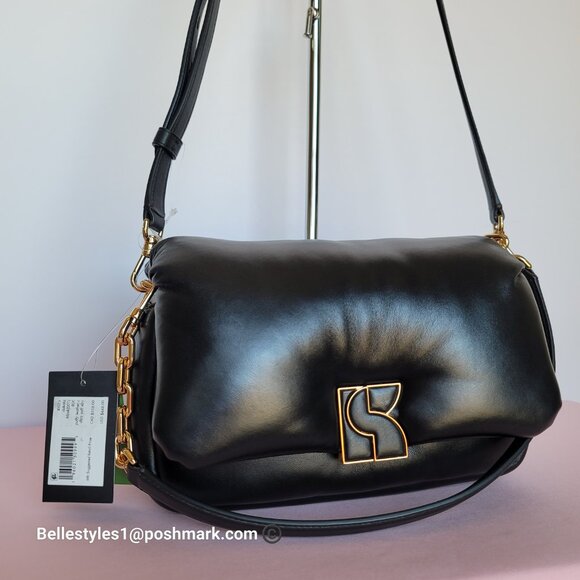 KATE SPADE Dakota Puffy Smooth Leather Convertible Crossbody Bag- Black🎈$248⭐ - Picture 16 of 16